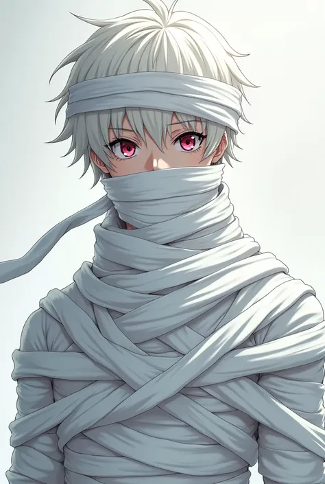 Anime character, wraps around him like a mummy, charisma, prestige