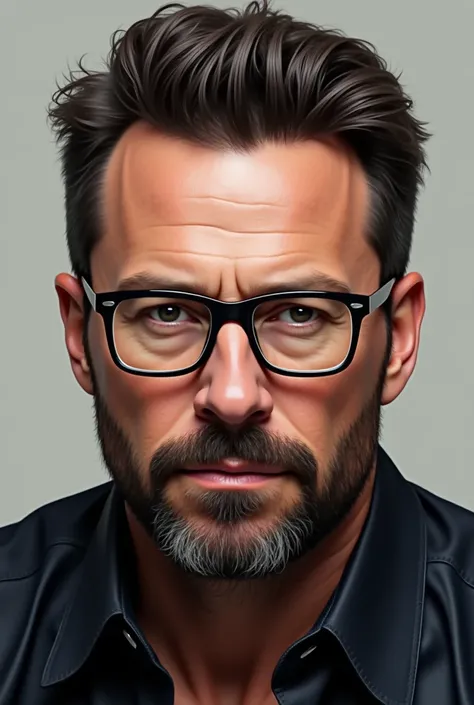 Ben Affleck with goatee and square glasses