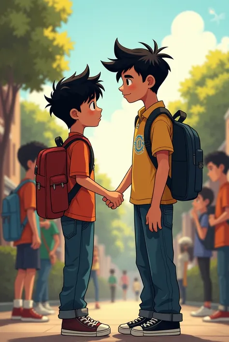 Rhuan was a skinny black-haired boy thats the haircut hes an American in sixth grade he had several friends he had a thing for someone called Emily a skinny brunette with straight black hair is very pretty one of his friends was called Miguel one of his ha...