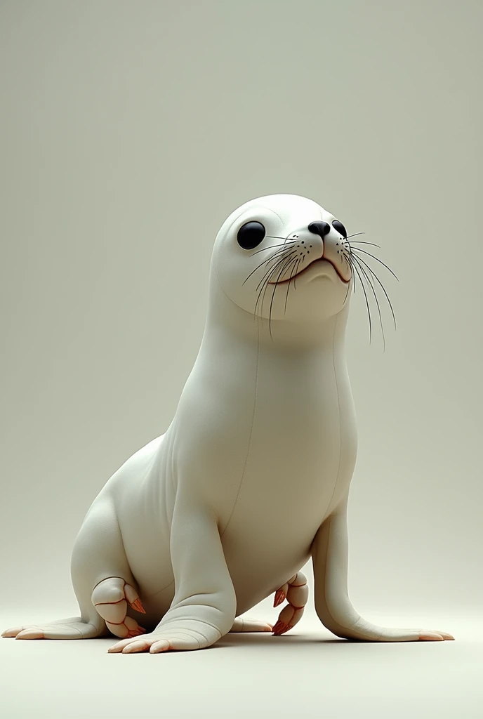 Combine a seal with a shrimp on a neutral background