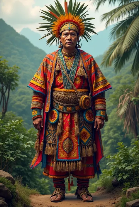 draw a man with their costume, the Theme is "Manobo" 