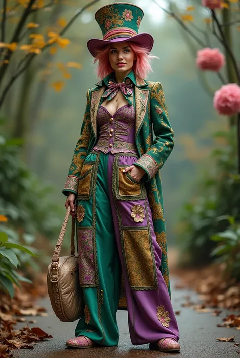 Mad Hatter themed jumpsuit for women from the Alice in Wonderland version 
