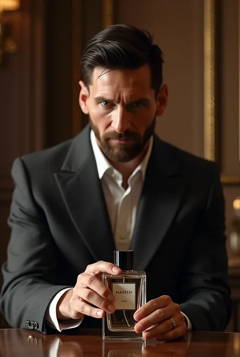 Messi gets perfume from a perfume bottle that says HK PERFUMES