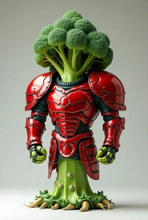 Broccoli in armor with red coating 