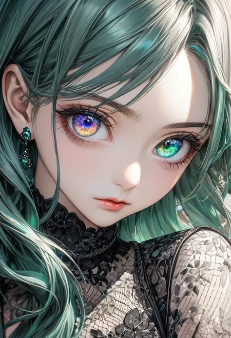 Please make your hair blue，(((absurdres,  highres icon, ultra detailed, HDR, master piece, best quality, extremely detailed, delicated features, noise removal))), 1 woman, Age 22 years, long hair, Beautifully drawn eyelashes Long, narrow eyes, perfect eyes...