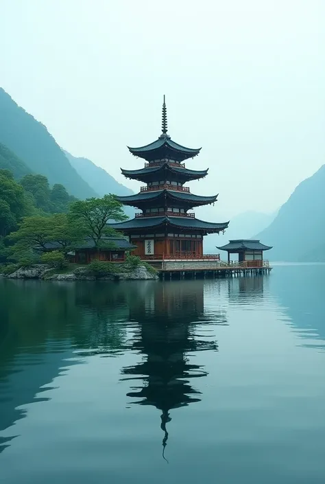 China，Yamanaka pagoda， lakeside