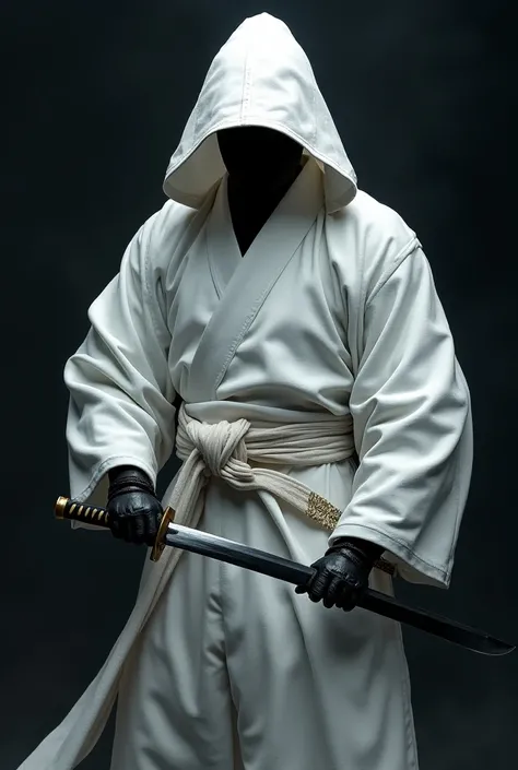 White samurai with blade,back black