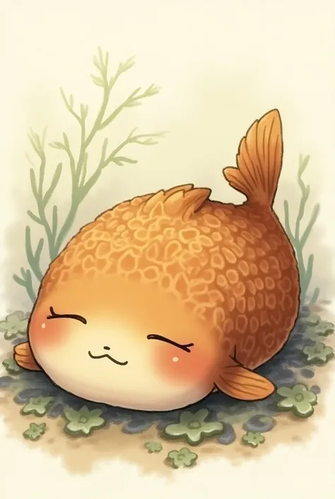 Drawing of a sleepy fat brown surubi fish