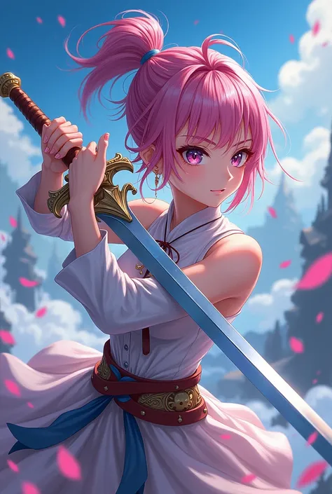 Anime girl holding sword 