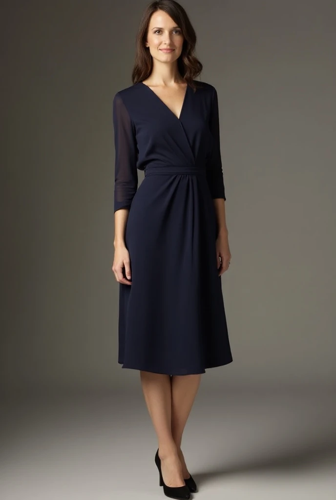   Elegant but Simple Dress :  A midi dress in solid colors or with a discreet design may be perfect. The colors like ,  burgundy or navy blue work well for corporate events 