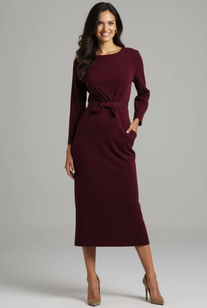   Elegant but Simple Dress :  A midi dress in solid colors or with a discreet design may be perfect. The colors like , burgundy or navy blue work well for corporate events but dont look like funerals 