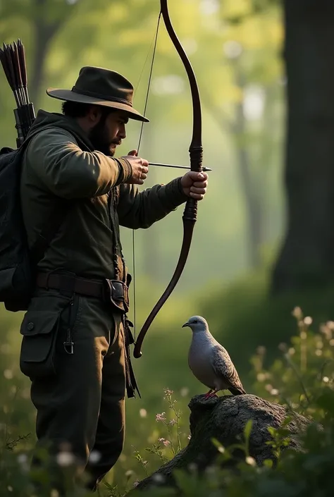  Later, a hunter aimed his bow at the dove.