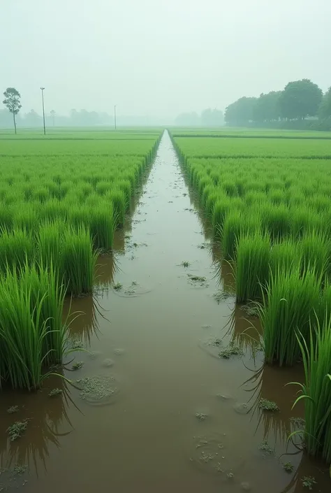 Floods inundate rice fields