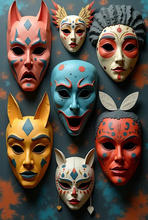 Paper masks to represent the types of violence that exist in Colombia with your name