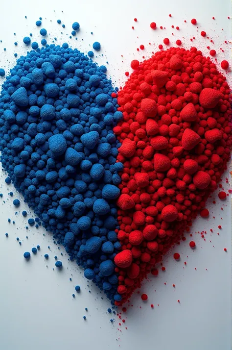 Half blue and the other red Grana in the middle of a heart 