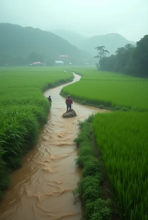  Torrential floods destroy rice fields