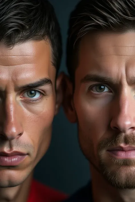 cristiano ronaldo and messi, high quality and high resolution, very realistic. Preciso do rosto de cristiano ronaldo and messi para uma foto de perfil 