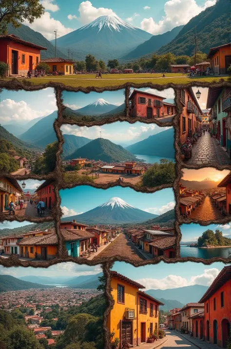 Collage with several photos of Guatemala