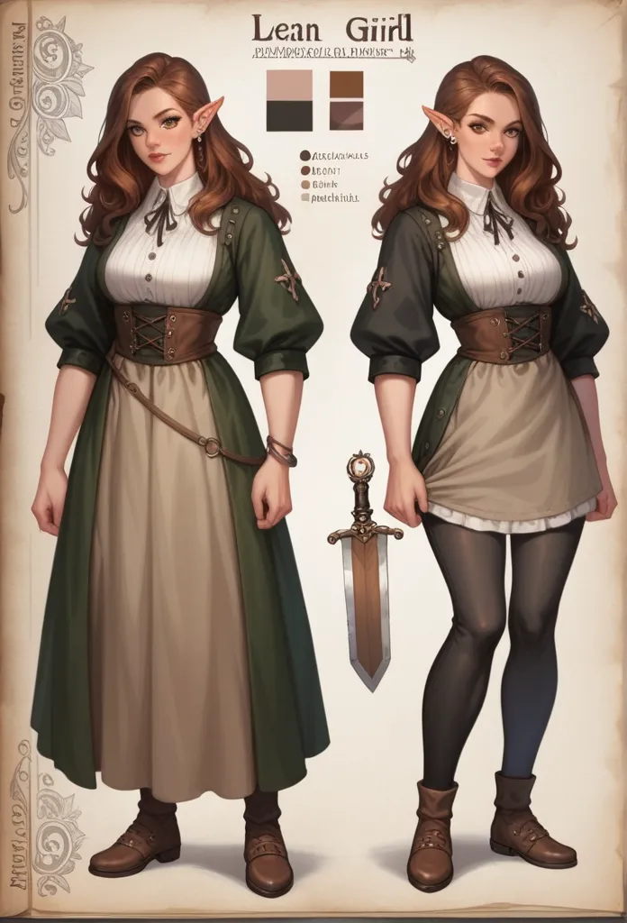 1girl, rpg character, a highly detailed, best quality, rpg style, conceptual art, character sheet, gorgeous girl, she elf, black...