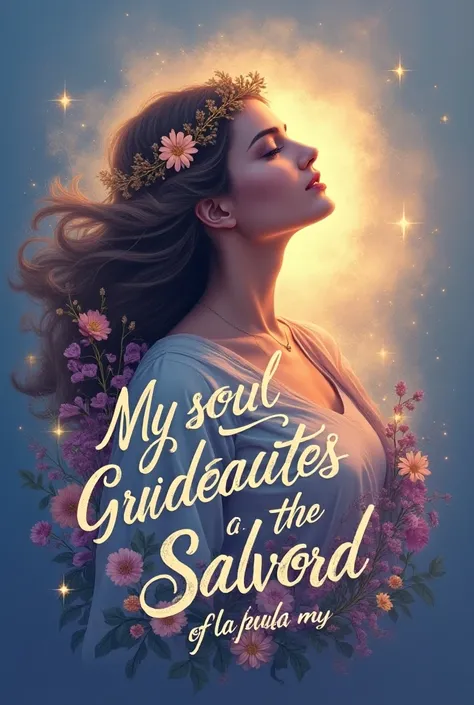  create a womens t-shirt design with the phrase :” my soul glorifies the Lord and exults my God, O Salvador”  