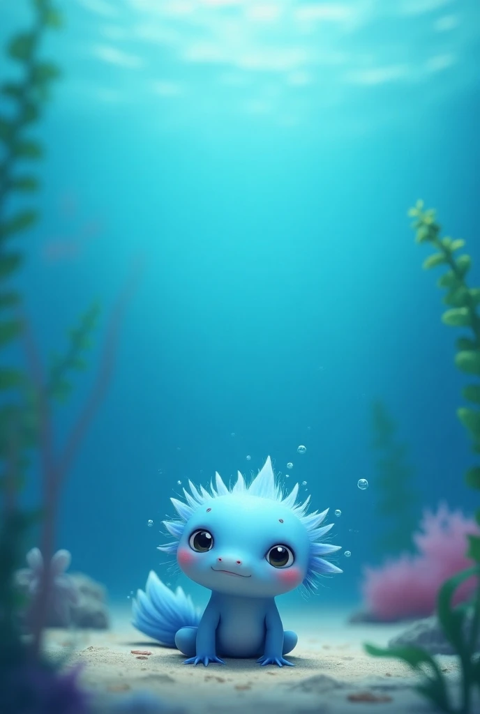 Make me a cute blue axolotl