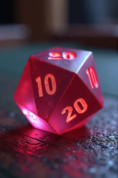  appear Create a multi-sided die with the number 20 in pink/red, where games of background tables  