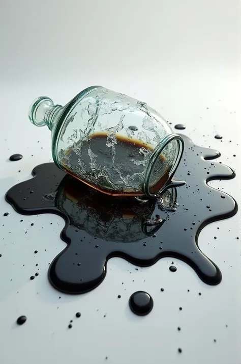 Picture of a broken glass of cough syrup on the floor