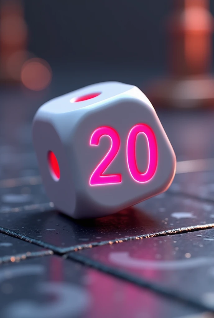  Create a multi-sided die with the number 20 in pink/red, Wherever a piece of a board game  