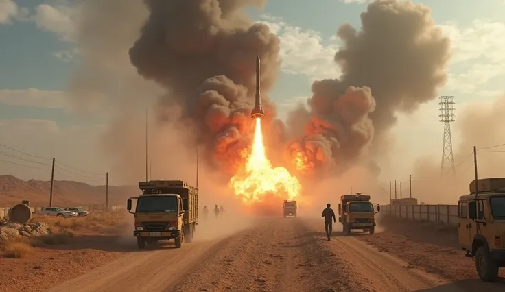 Missile attack on Israel military border 4k image 