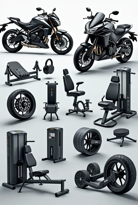 Create a professional image for selling motorcycle parts and gym and car accessories