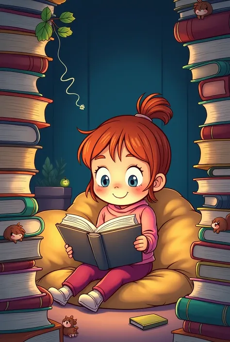 Cartooni girl read book