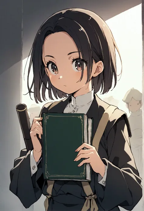 manga portrayal of Josefa as a young filipino female Student: Draw Josefa, focused and holding books, with a diploma dated "1919."