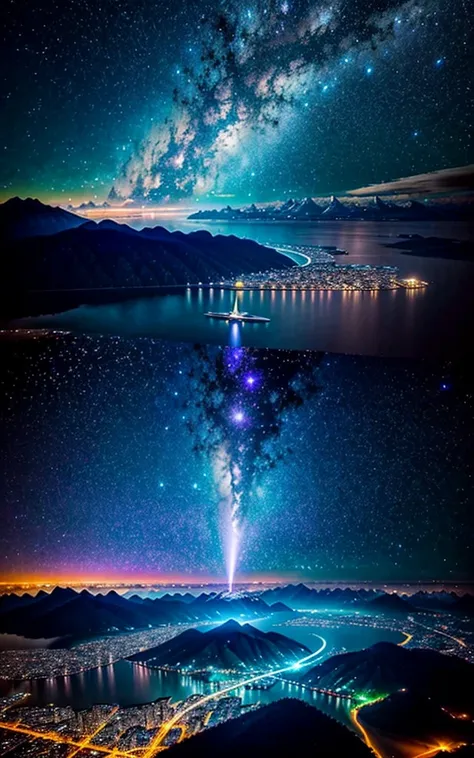 Spectacular views、 Future Cities 、god秘的、 Vivid 、 is glittering、magic、surrealism、god々、 wonderful、Little Star, beautiful view,Impressive Scenery , Spectacular Scenery 