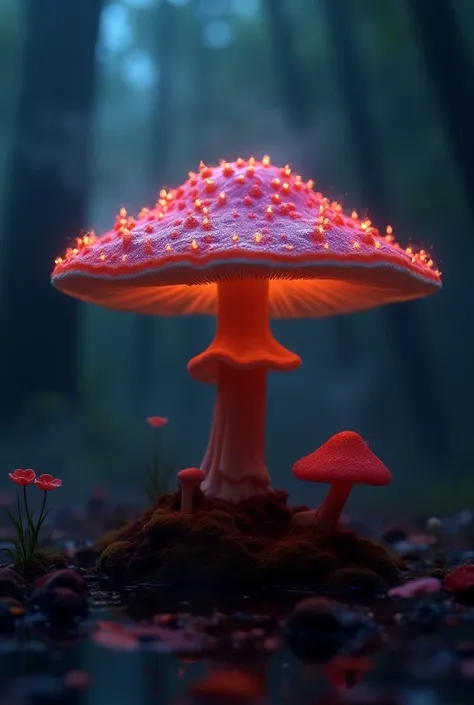 a creative fantasy candida mushroom, extremely detailed, highly detailed, 8k, masterpiece, cinematic lighting, dark mystical atmosphere, surreal, dreamlike, dramatic, moody, vibrant colors, intricate details, organic textures, photorealistic, dramatic shad...