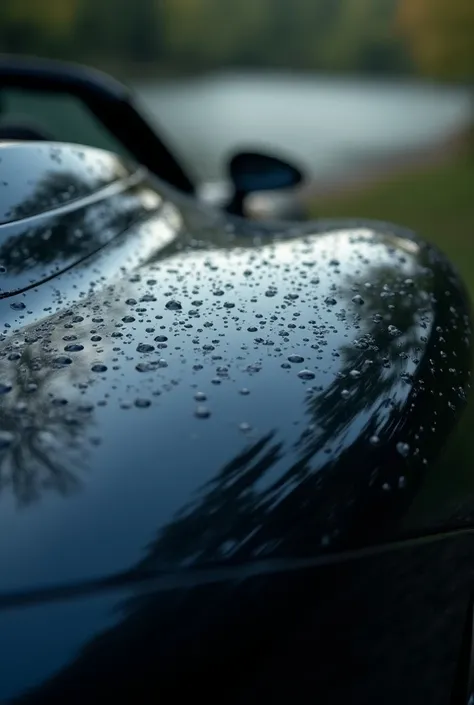 Most beautiful and expensive cars back glass and water drops on it