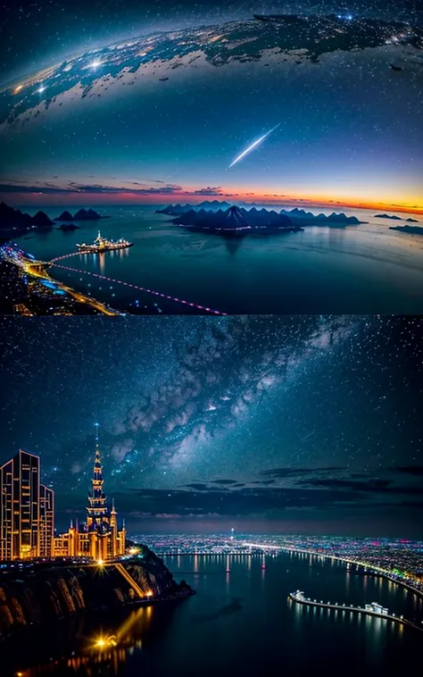 Spectacular views、 Future Cities 、god秘的、 Vivid 、 is glittering、magic、surrealism、god々、 wonderful、Little Star, beautiful view,Impressive Scenery , Spectacular Scenery 