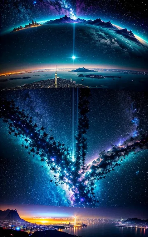 Spectacular views、 Future Cities 、god秘的、 Vivid 、 is glittering、magic、surrealism、god々、 wonderful、Little Star, beautiful view,Impressive Scenery , Spectacular Scenery 