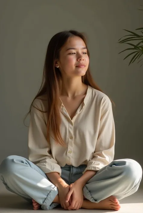 Relaxation song image of girl sitting cross-legged
