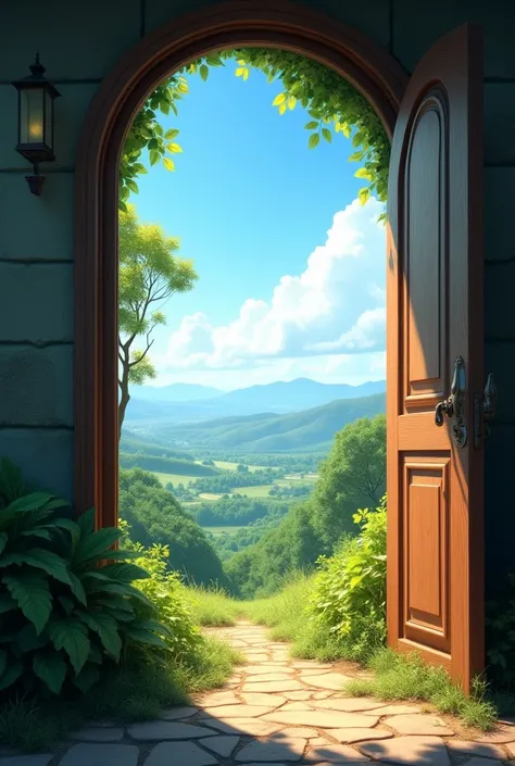 Opened door with a beautiful scenery 