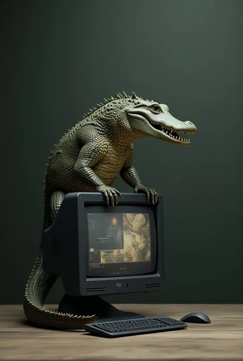 A crocodile on top of a computer Diego