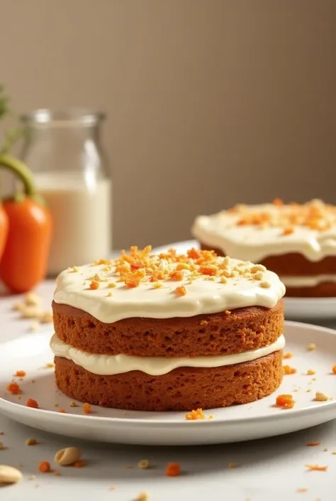 Carrot cake on a plate very delicious in the eyes of people 