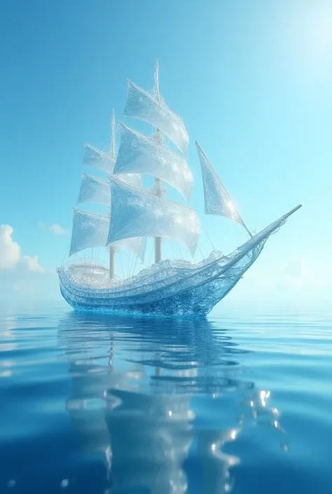 A ship formed of crystal clear waters 