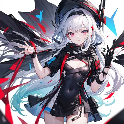  Standing in front of a white background 、 Anime Characters with Red Eyes and Blue and White Hair, from   arknights ,   Best Anime 4K Konachan Wallpaper  ,   arknights ,     Girls Frontline  style,     Girls Frontline  universe, Amazing anime 8k,  Anime St...