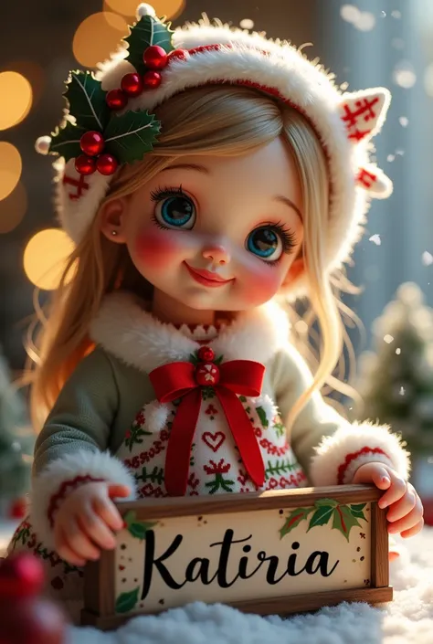  Christmas doll with name on a board "Katiria "