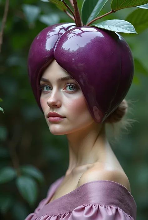 A headpiece in the shape of a plum