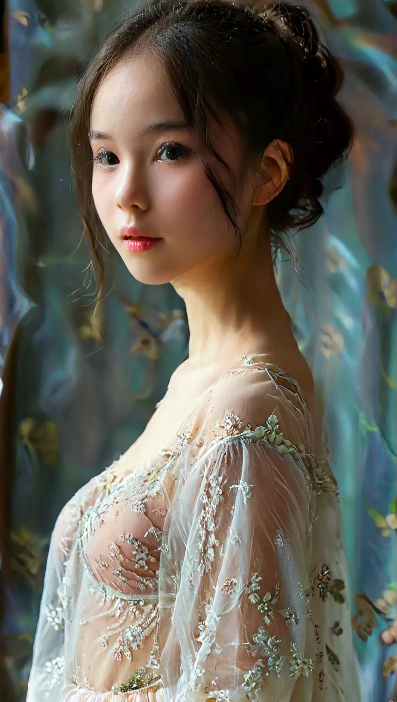 masterpiece, uhd, 8k, most beautiful asian girl in the world, cute girl, age 9, ((very flat chest:1.4)), pale skin, juvenile-gir...