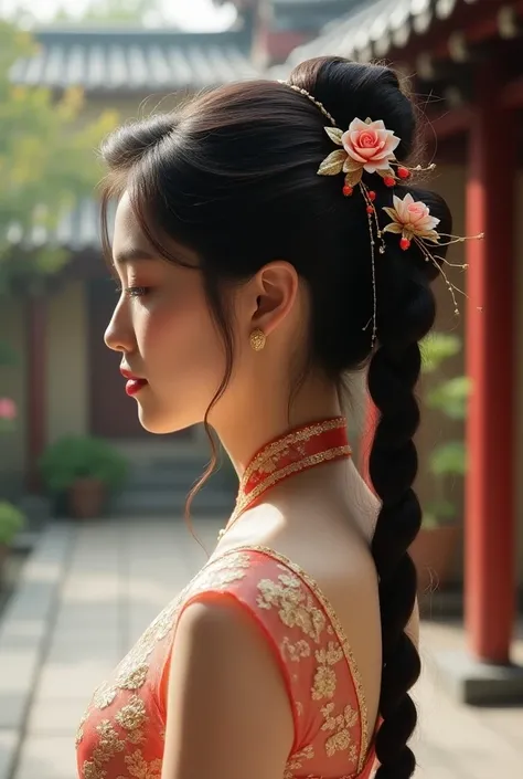 A Wedding Hairstyle Incorporates Chinese Elements