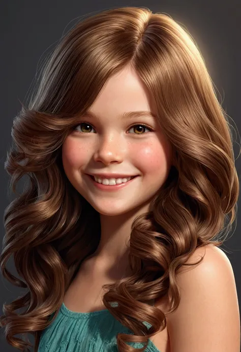 A beautiful little , beautiful hair, smiling,  photorealistic ,  detailed image