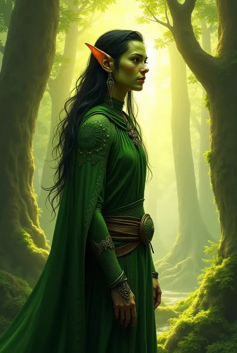 A green-skinned male elf
