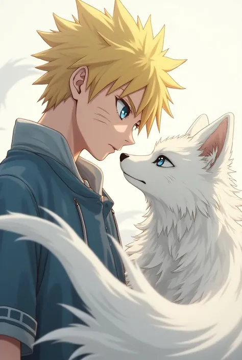 Naruto uzumaki and white nine tails Little closer, clear 

